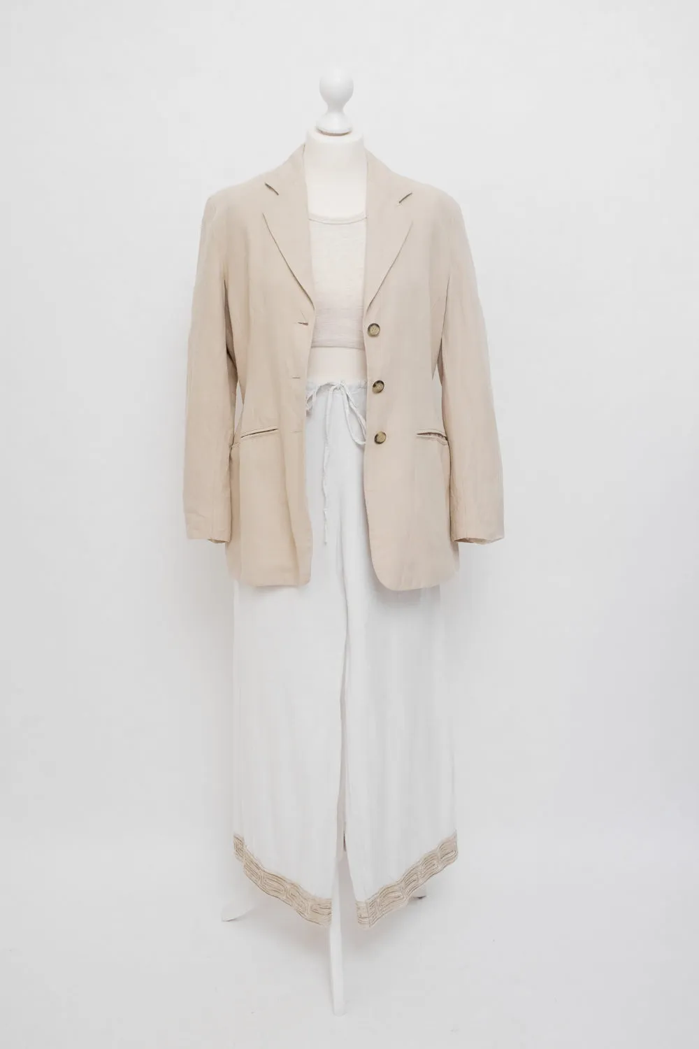 0058_BEIGE LINEN VISCOSE BLAZER