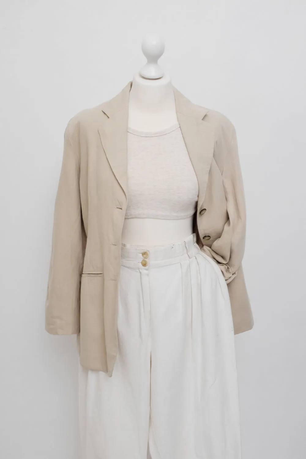 0058_BEIGE LINEN VISCOSE BLAZER