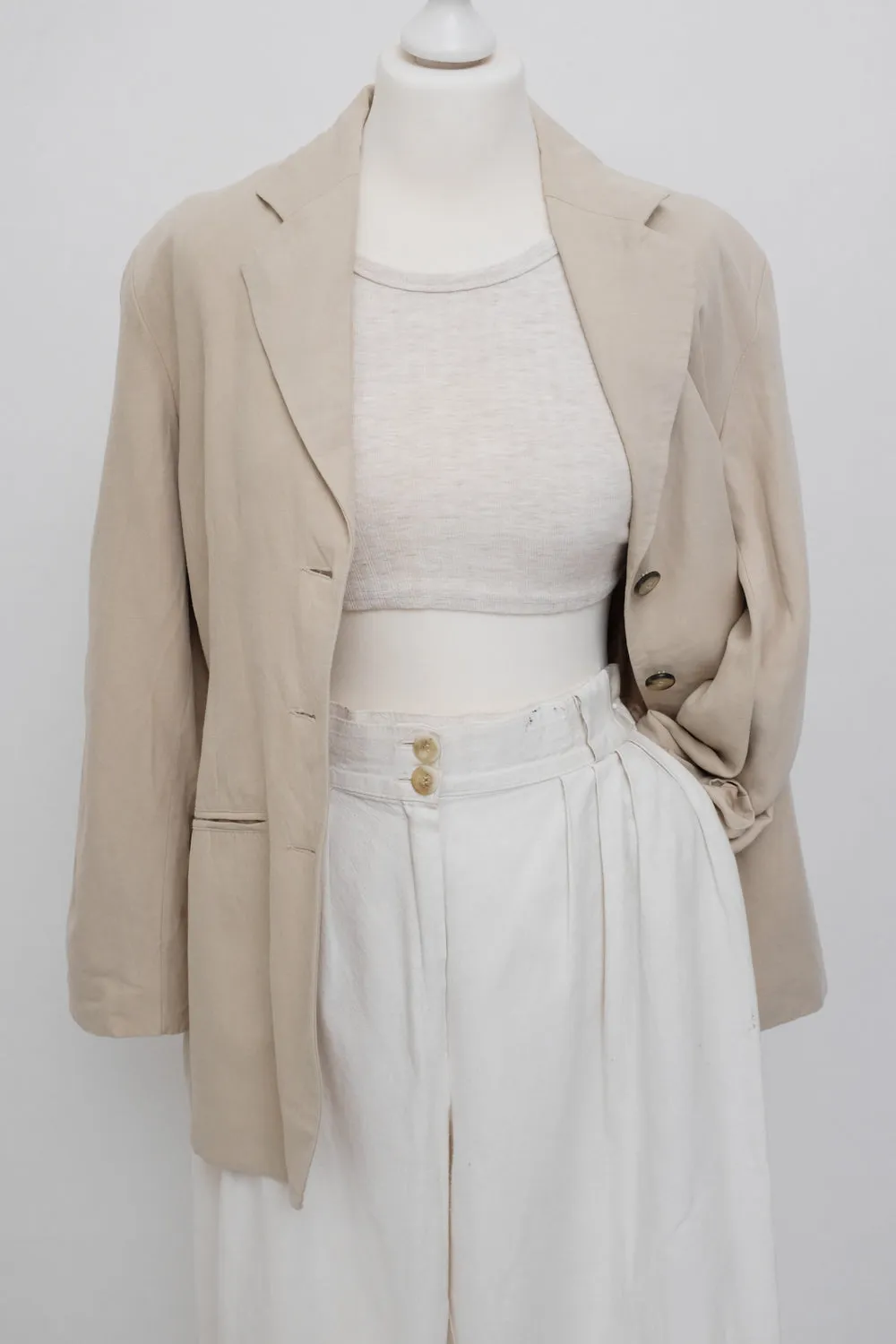 0058_BEIGE LINEN VISCOSE BLAZER