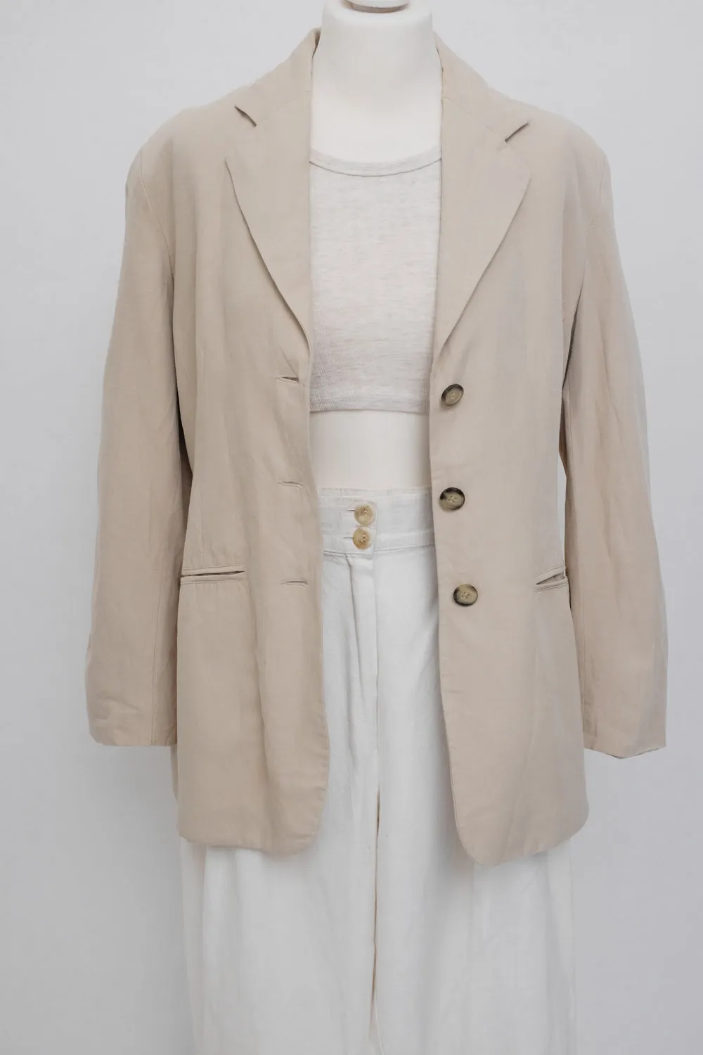 0058_BEIGE LINEN VISCOSE BLAZER