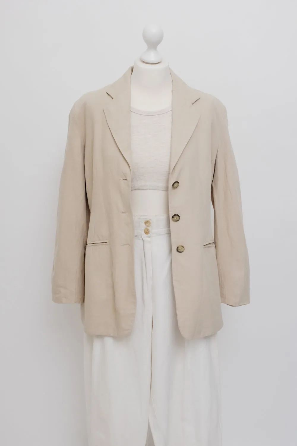 0058_BEIGE LINEN VISCOSE BLAZER