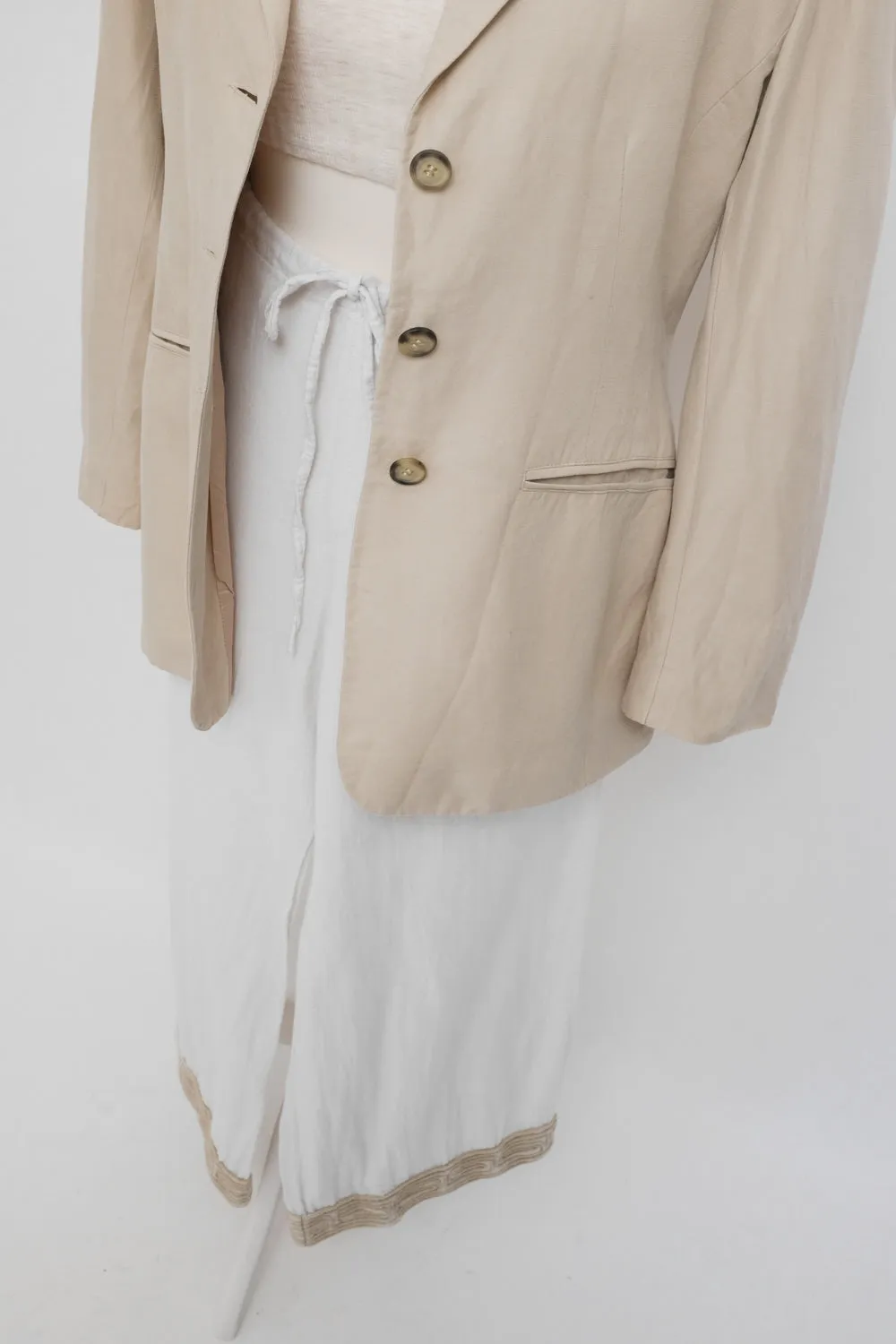 0058_BEIGE LINEN VISCOSE BLAZER