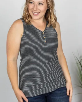 Addison Henley Black White Stripe Tank Top