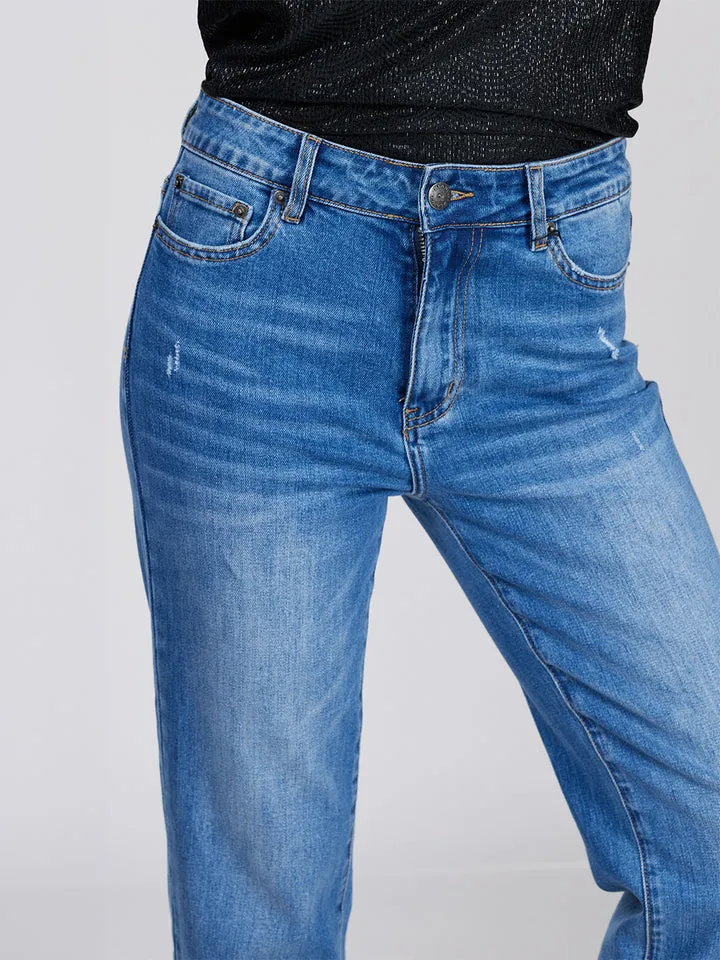 Adriana Mid Rise Straight Cut Jean