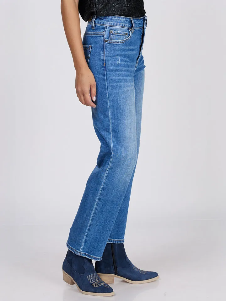 Adriana Mid Rise Straight Cut Jean