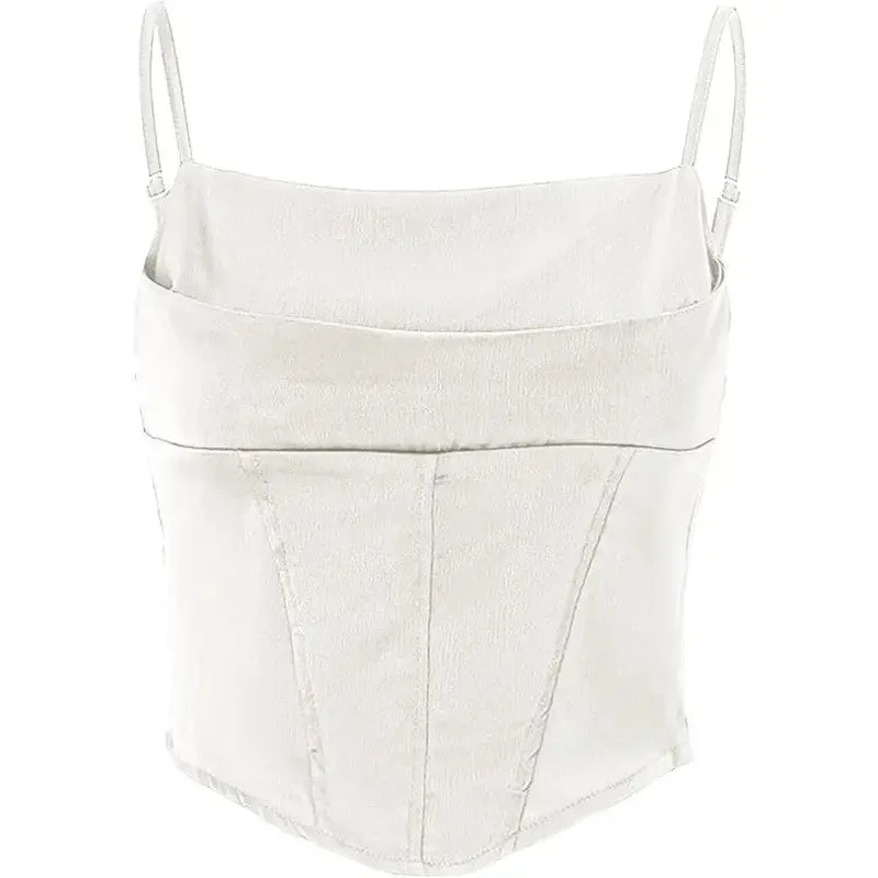 Aesthetic Slim Fit Satin Crop Top Corset