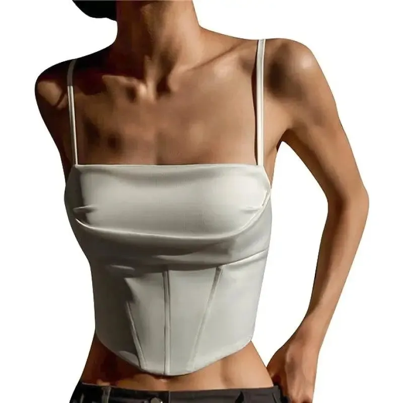 Aesthetic Slim Fit Satin Crop Top Corset