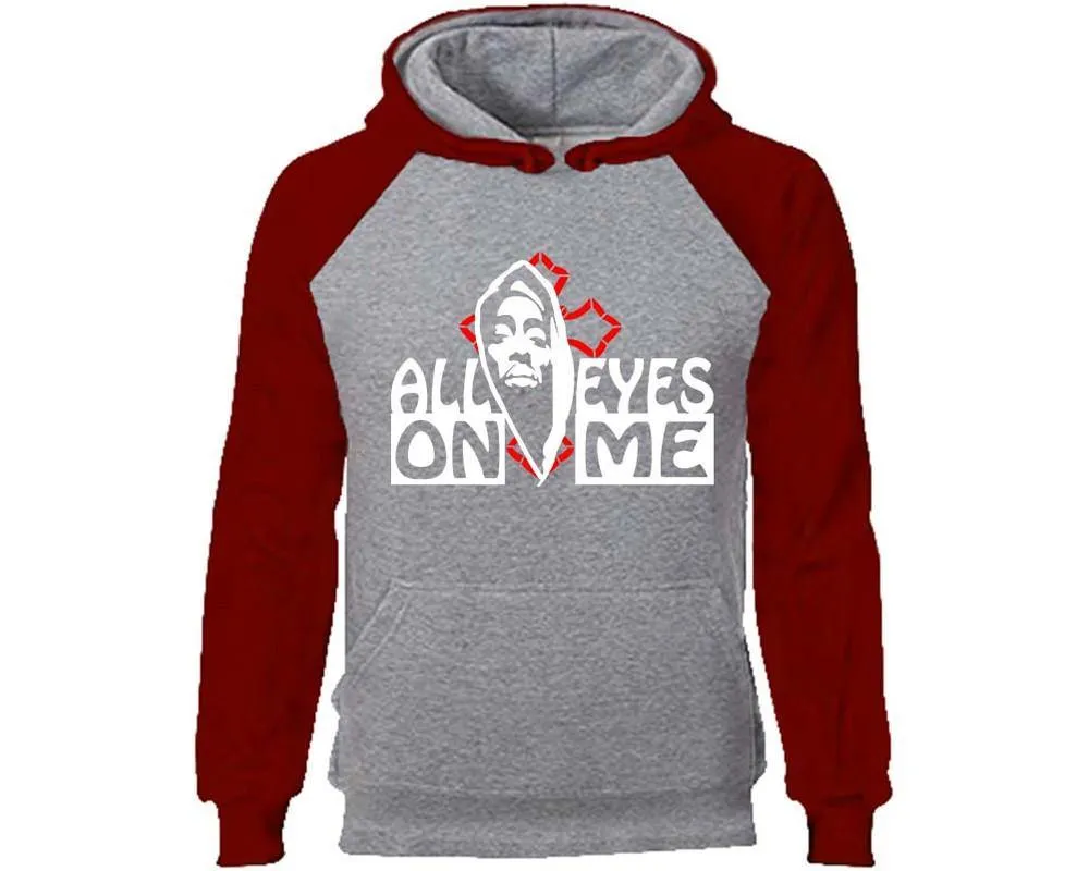 All Eyes On Me Raglan Hoodie, Rap, Hip-Hop R&B Inspired Raglan Hoodie