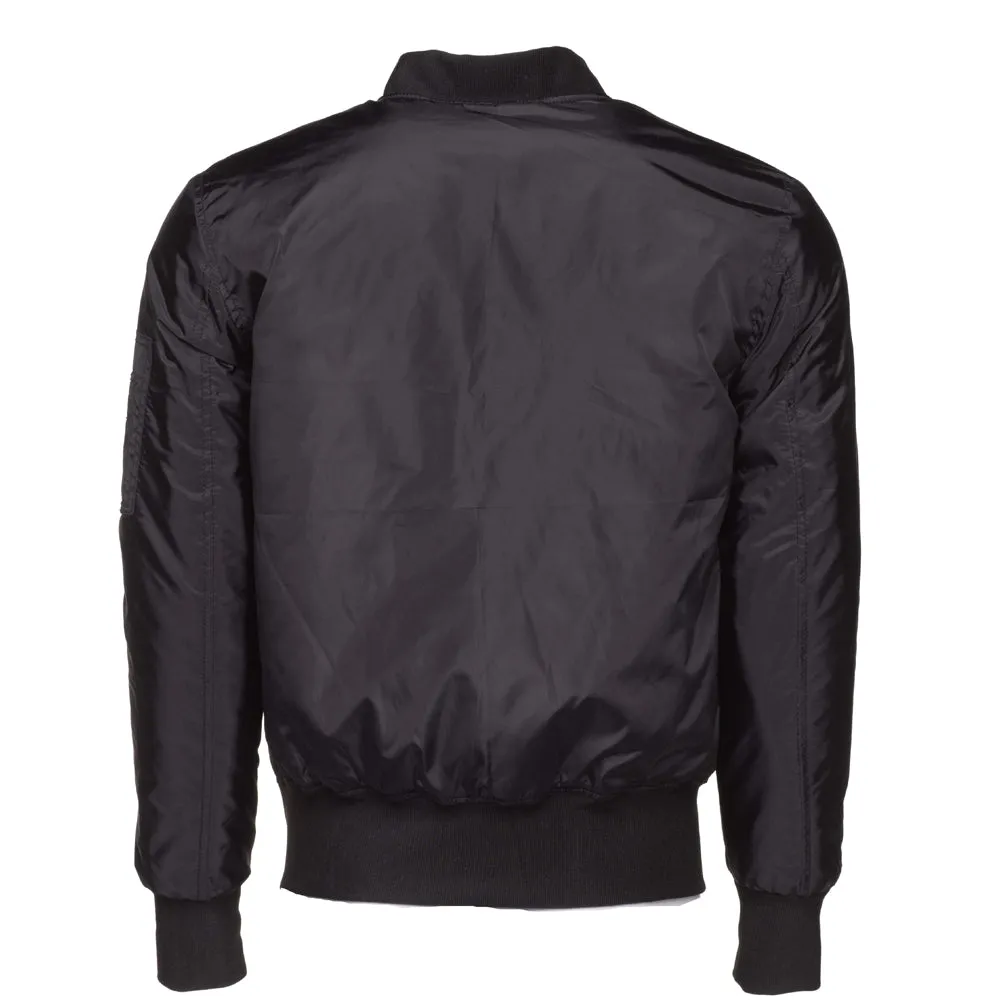 Allan's black Nylon flight jacket with ribbed waist