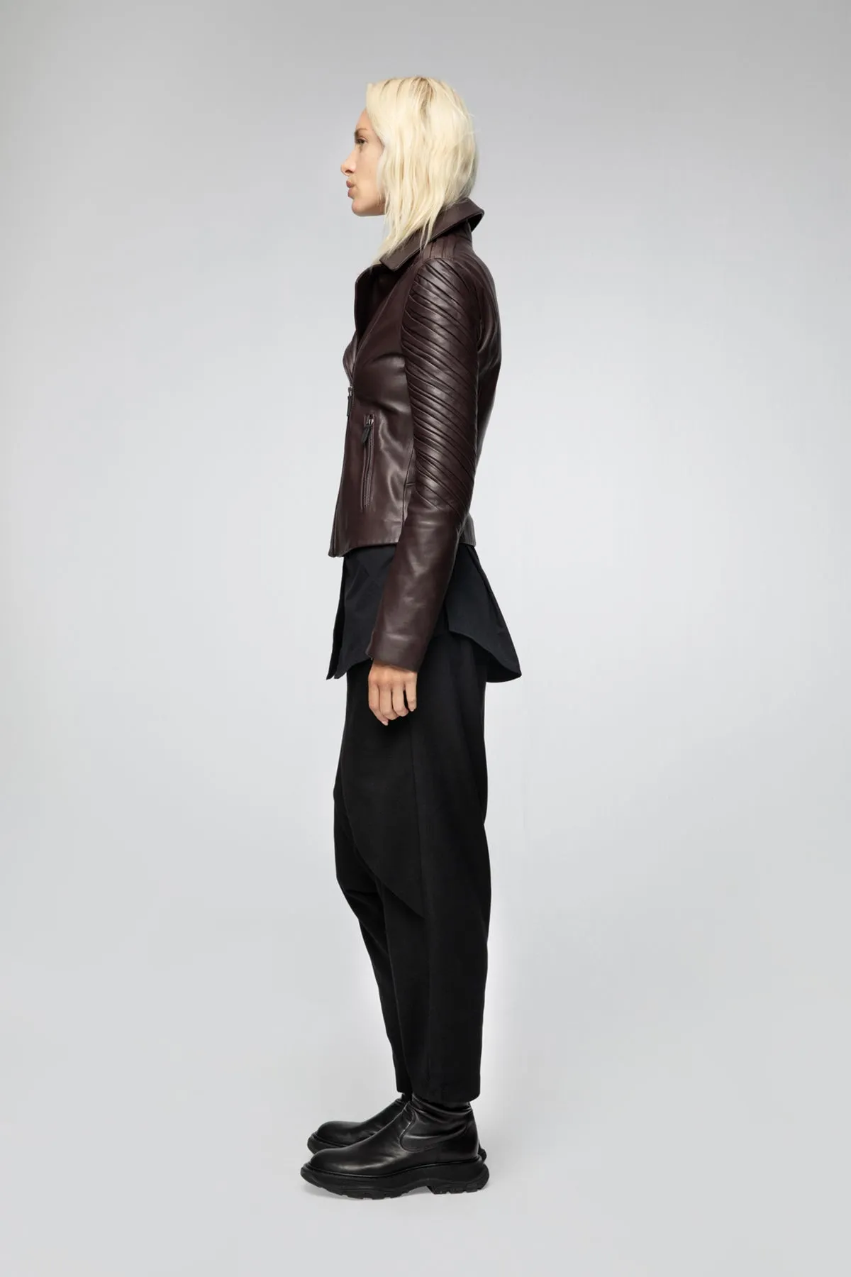 Alya - Bordeaux Leather Jacket