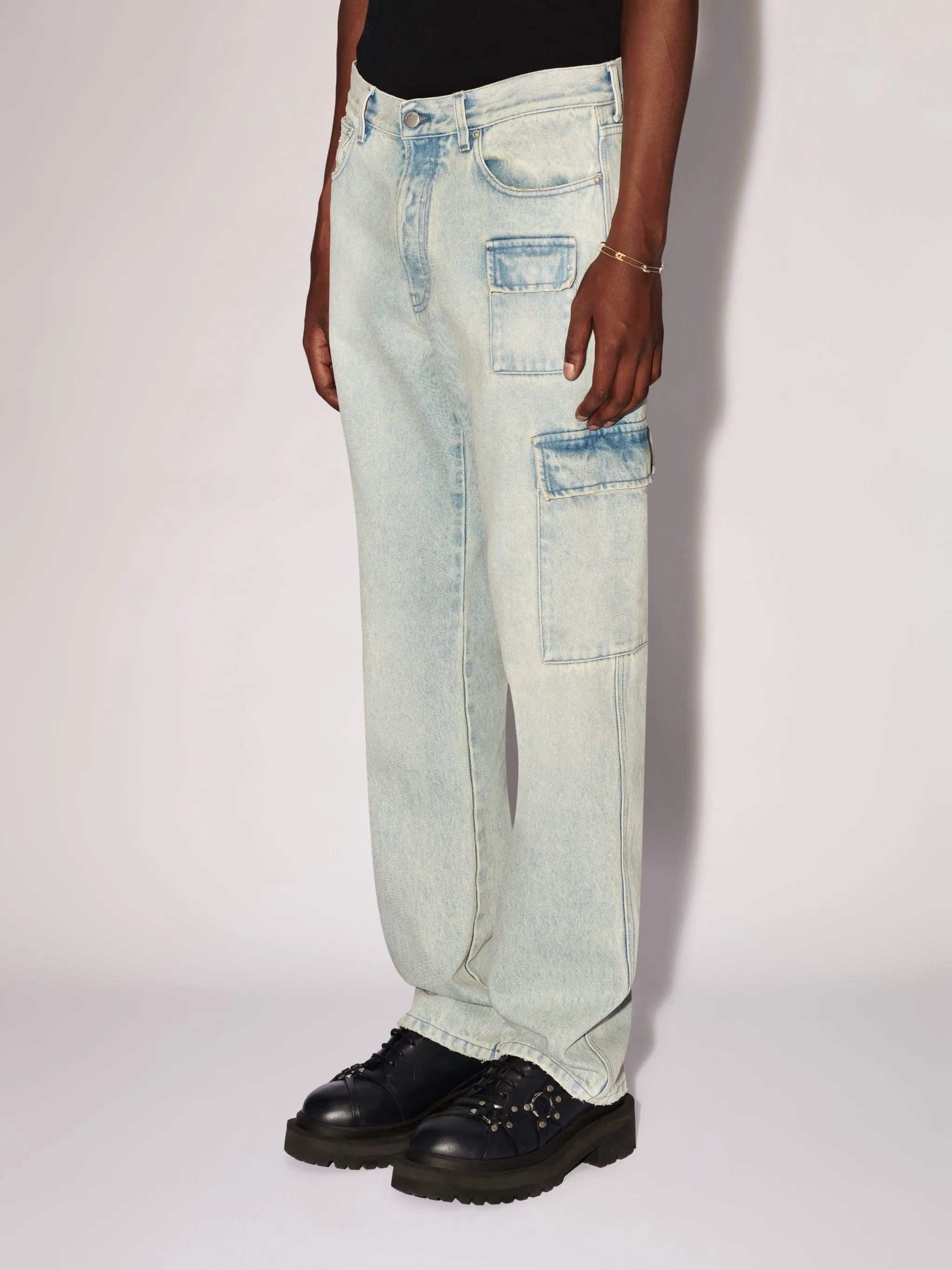 AMBUSH Slim Denim Cargo Jeans - Light Blue