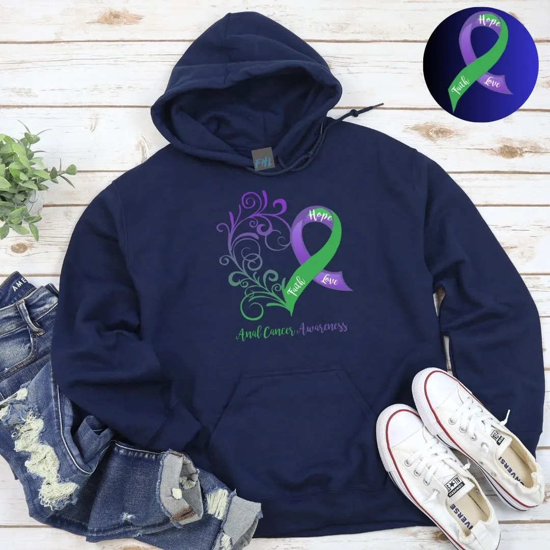 Anal Cancer Awareness Heart Hoodie (Several Colors Available)