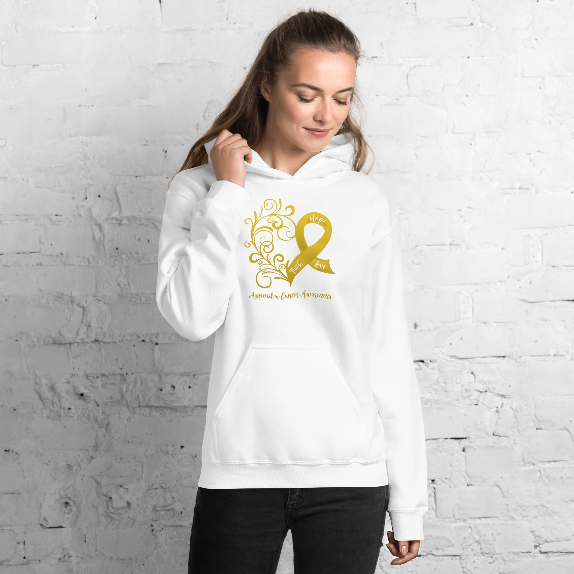 Appendix Cancer Awareness Heart Hoodie - Several Colors Available