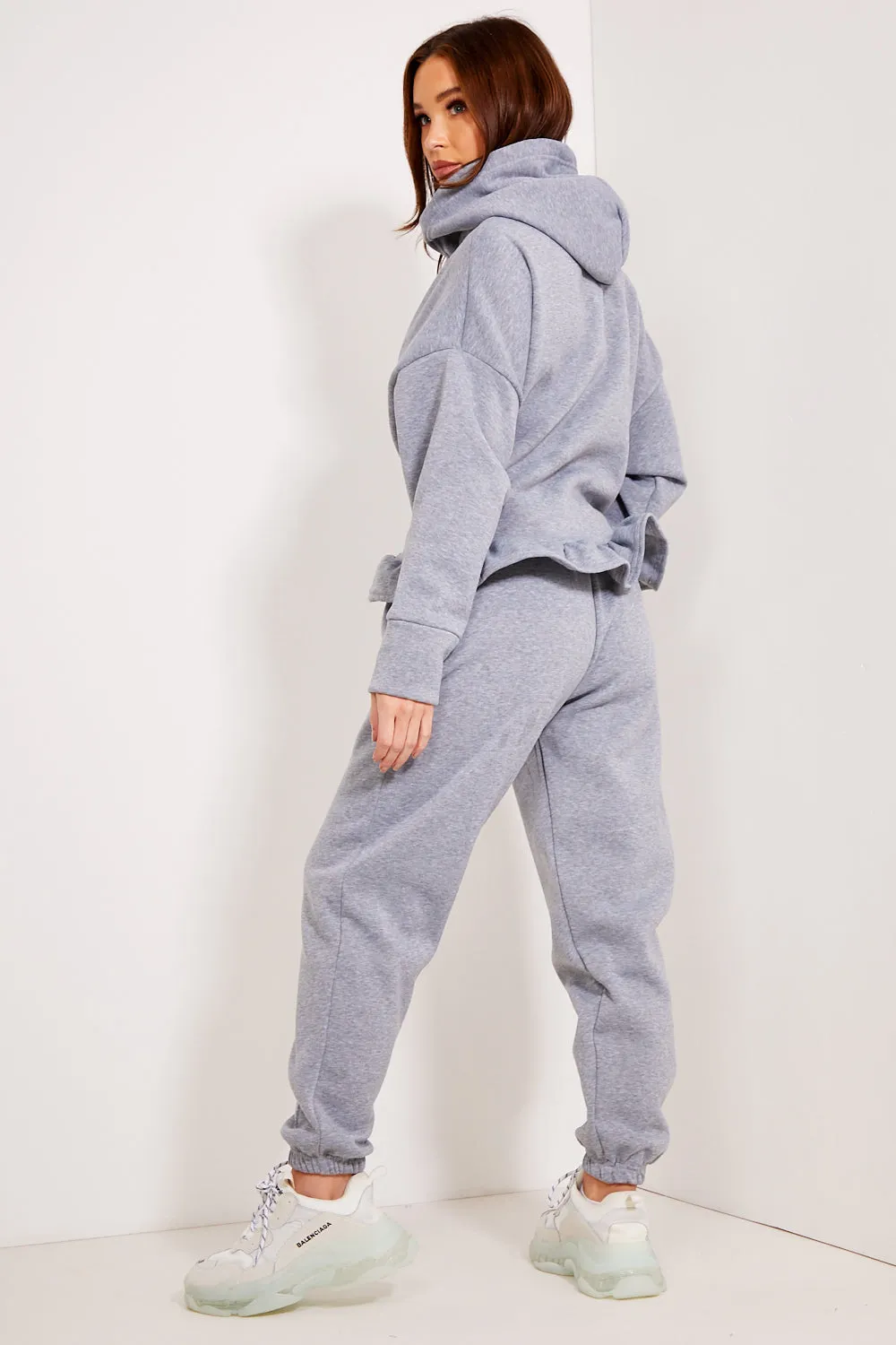 Arden Grey Frill Hem Hoodie and Joggers Tracksuit Set