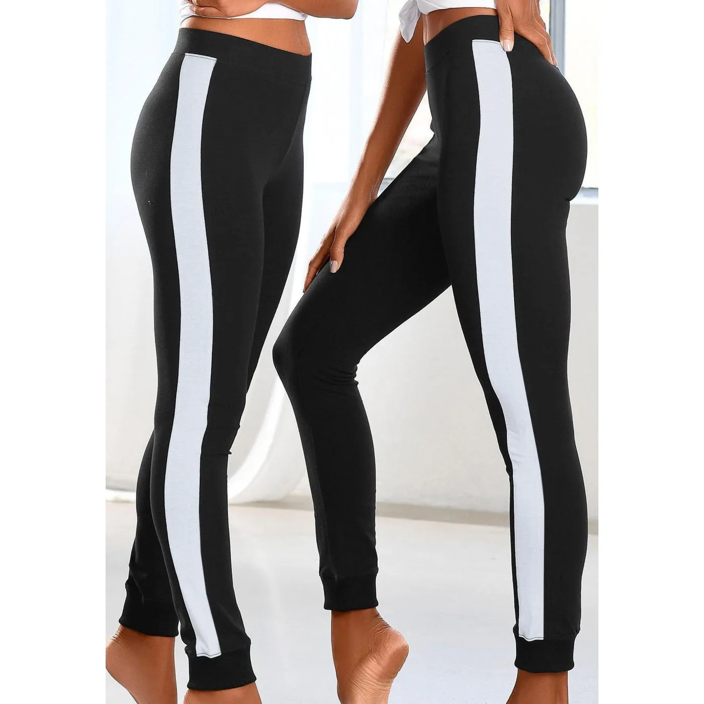 Arizona Black Leggings with contrasting stripe