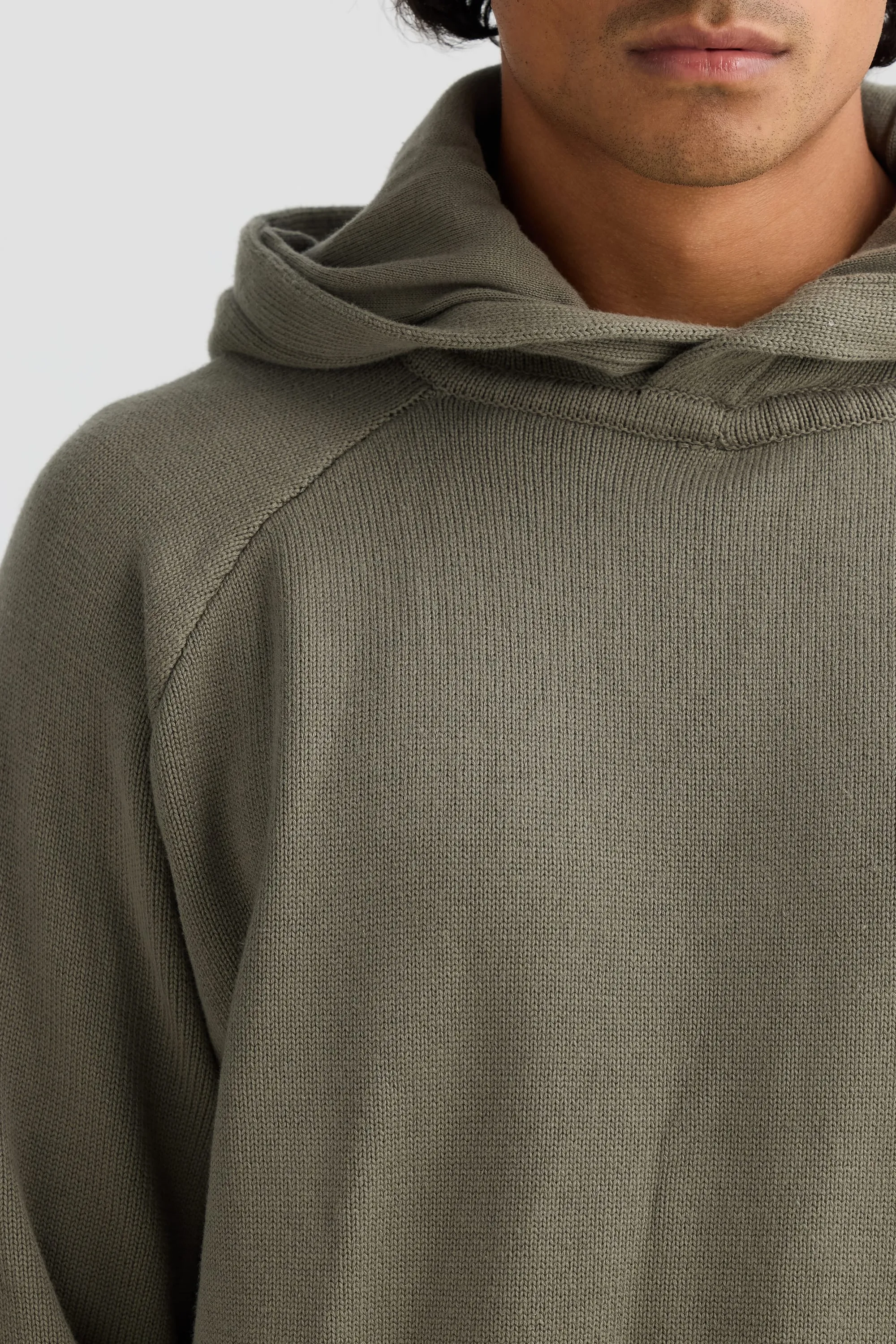 Atlas Knit Hoodie Moss