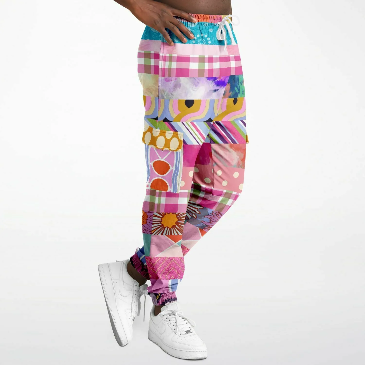 Bahama Mama Pink Floral Patchwork Unisex Cargo Sweats