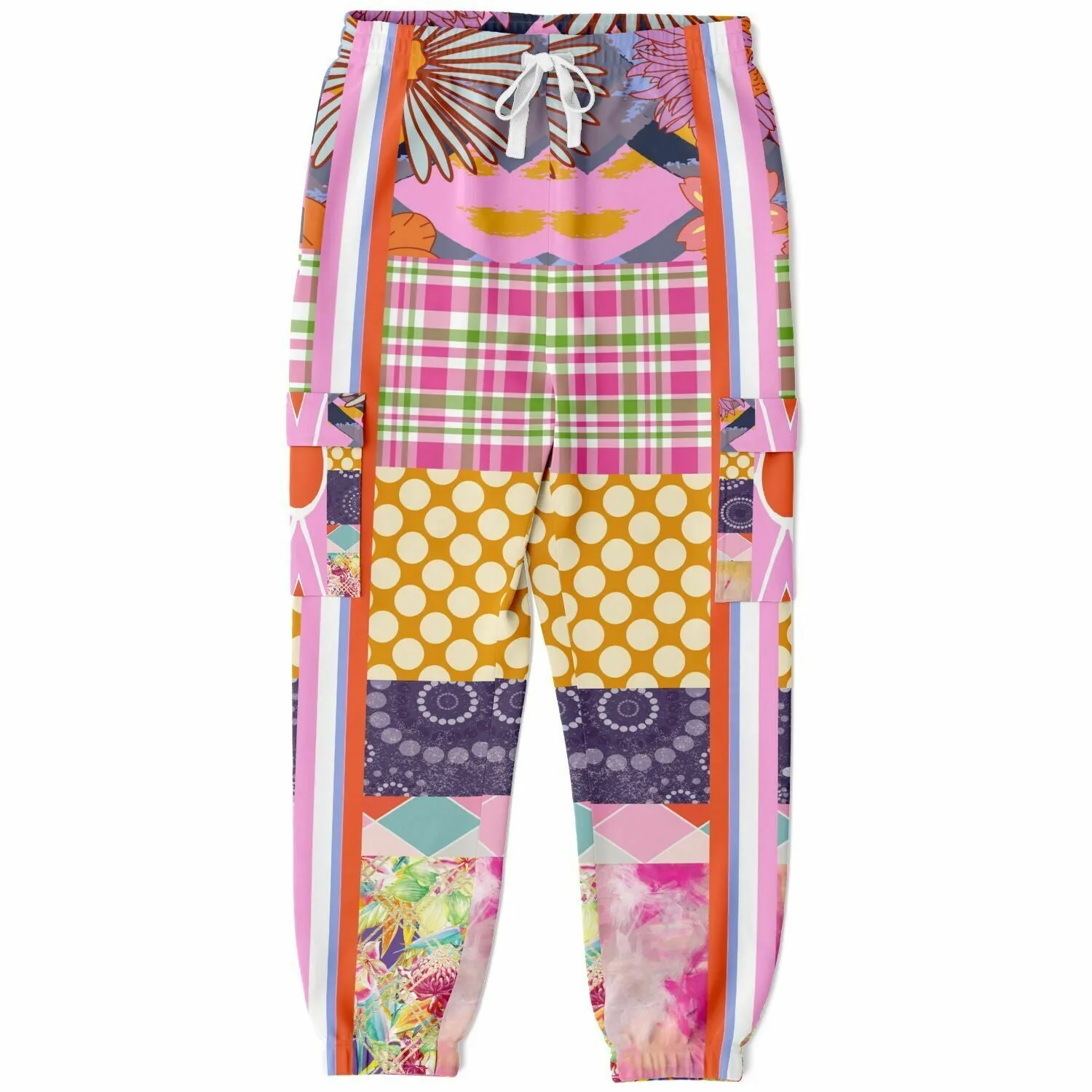 Bahama Mama Pink Patchwork Unisex Eco-Poly Cargo Joggers