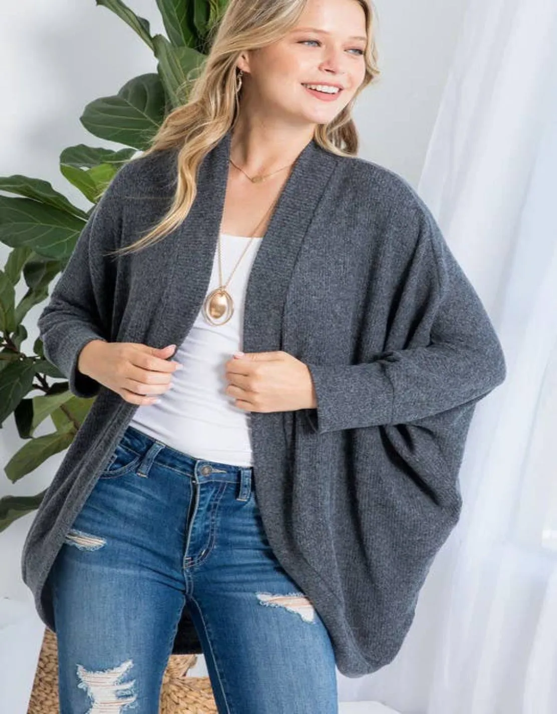 Banded Rib Sweater Cardigan