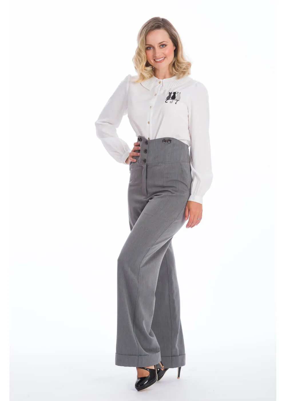 Banned Girl Boss 40's Trousers Grey