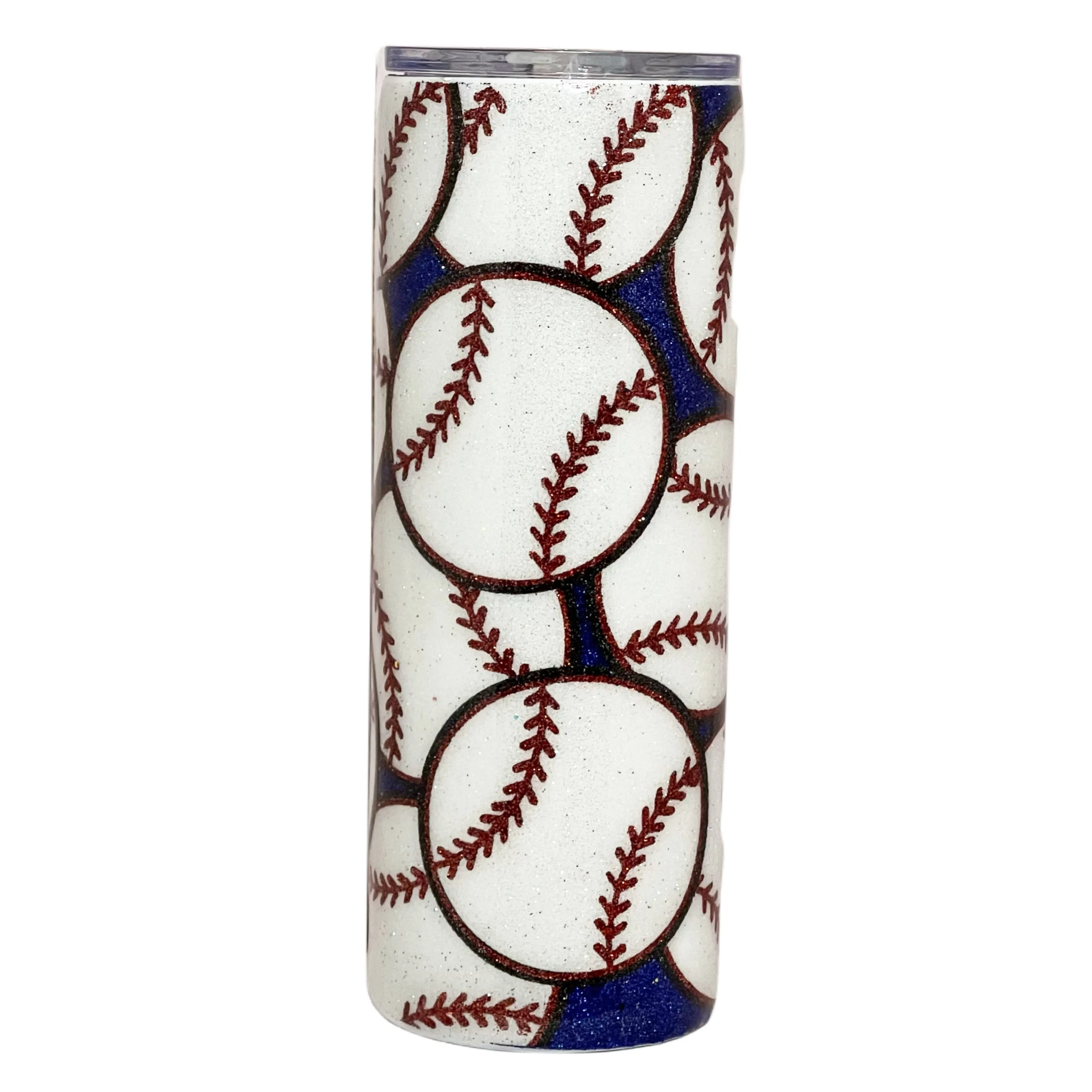 Baseball glitter burst tumbler