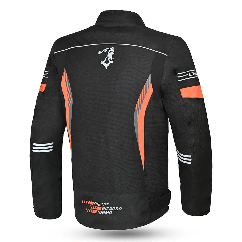 Bela Bradley Textile Motorcycle Jacket Black Orange