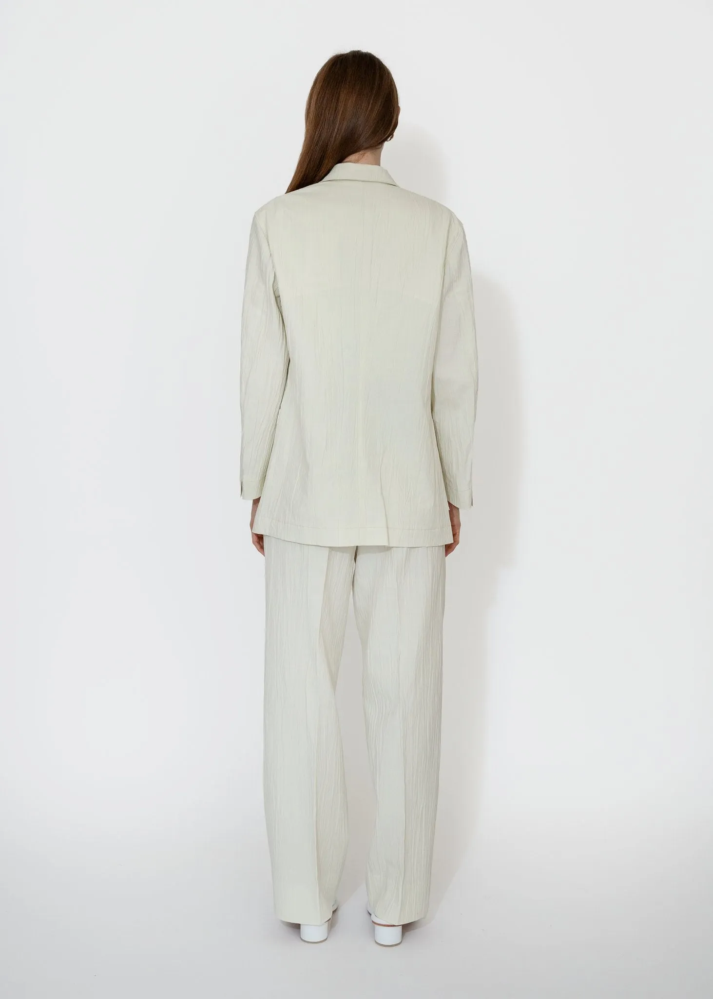 Belted Tucked Trousers in Ivory