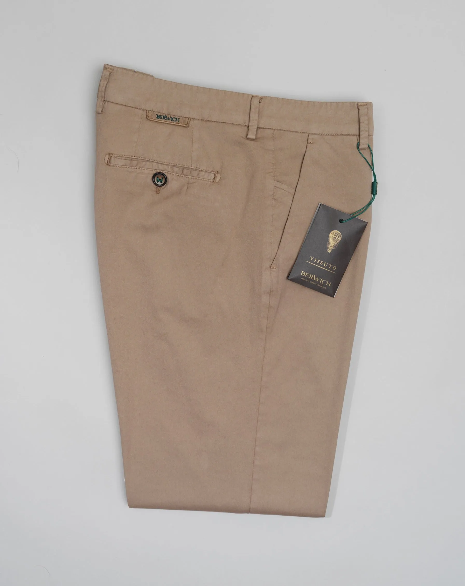 Berwich Morello Garment Dyed Chinos With Silk / Sabbia