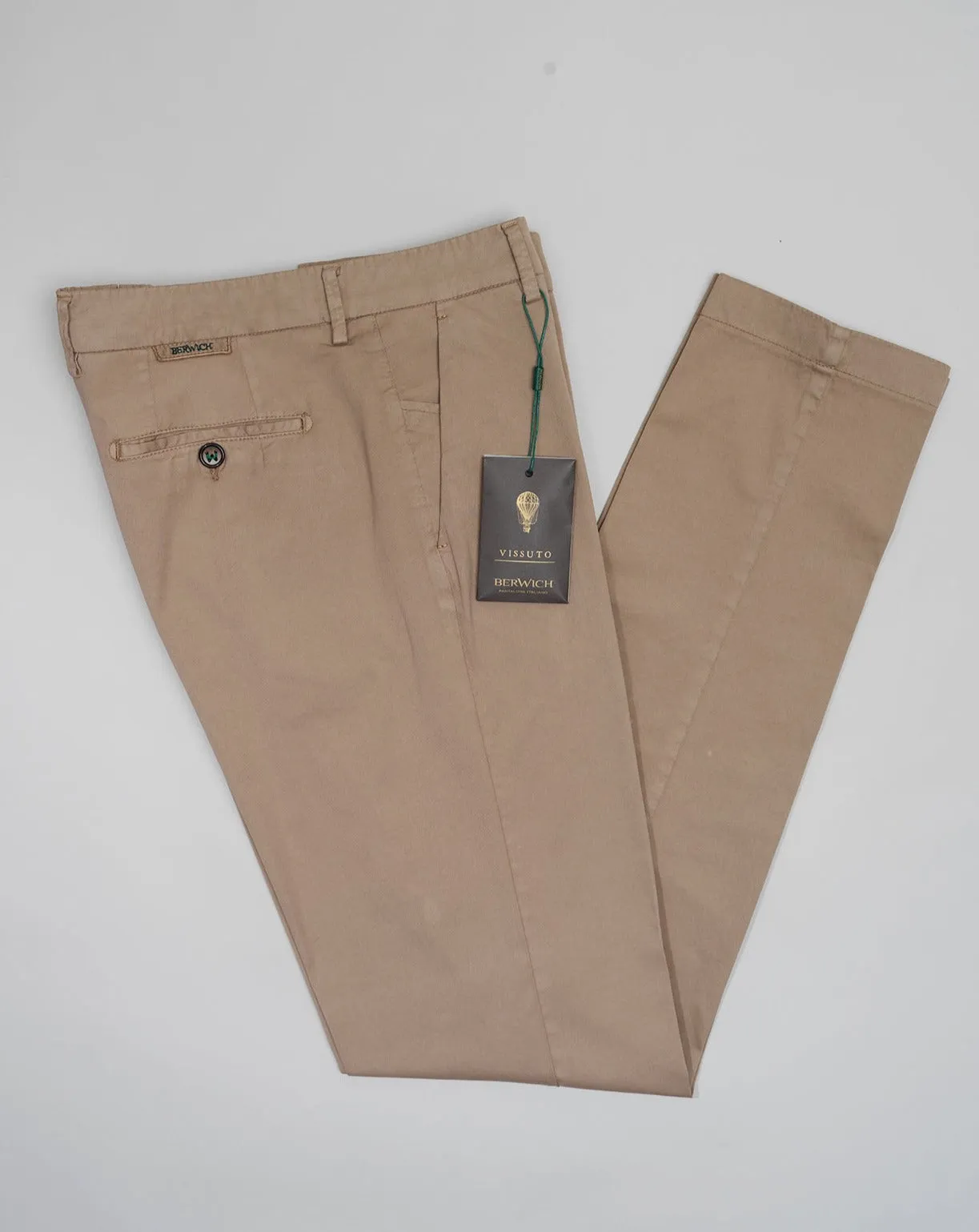 Berwich Morello Garment Dyed Chinos With Silk / Sabbia