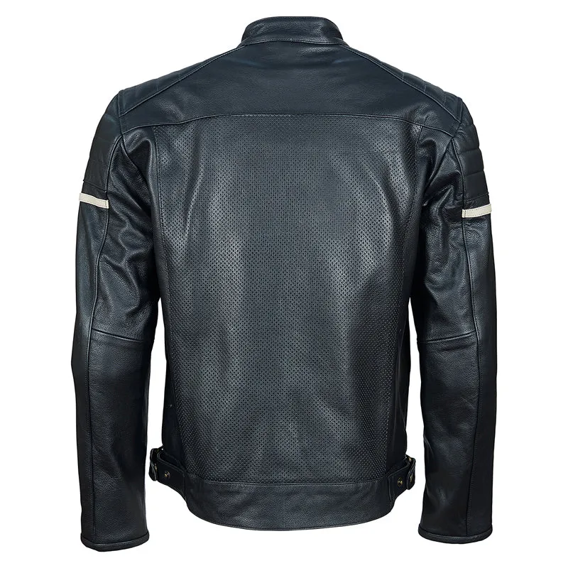 Black Cafe Racer Premium Leather Armored Motorcycle Jacket