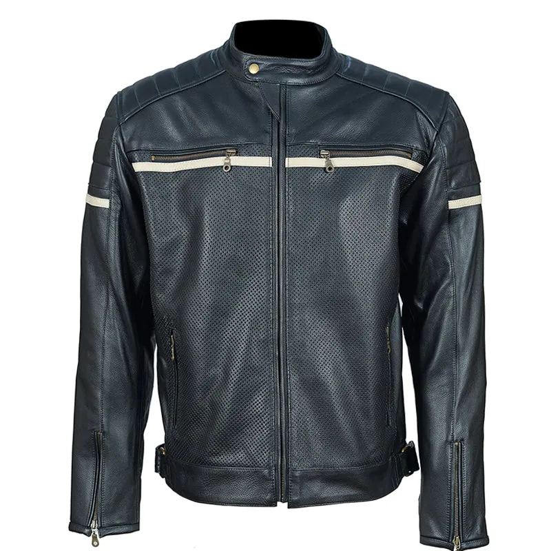 Black Cafe Racer Premium Leather Armored Motorcycle Jacket