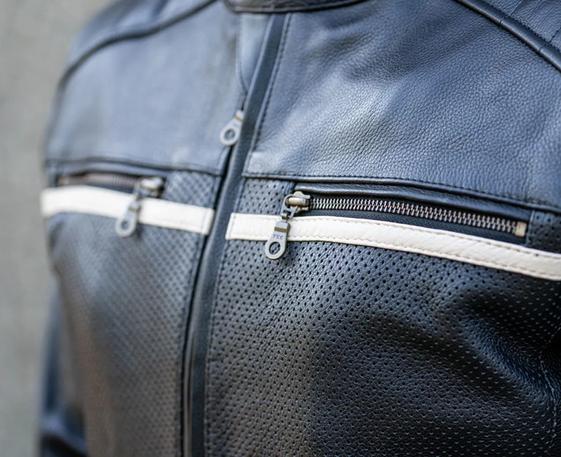 Black Cafe Racer Premium Leather Armored Motorcycle Jacket