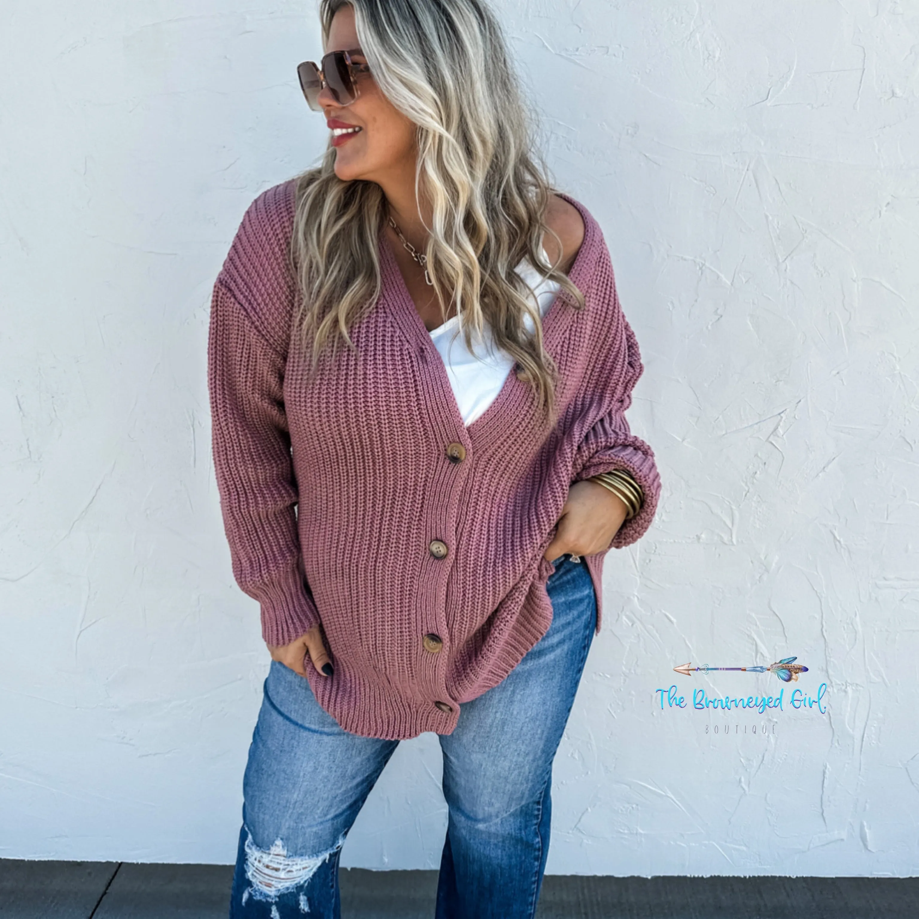 Blakeley Cooper V-neck BoyFriend Sweater Cardigan