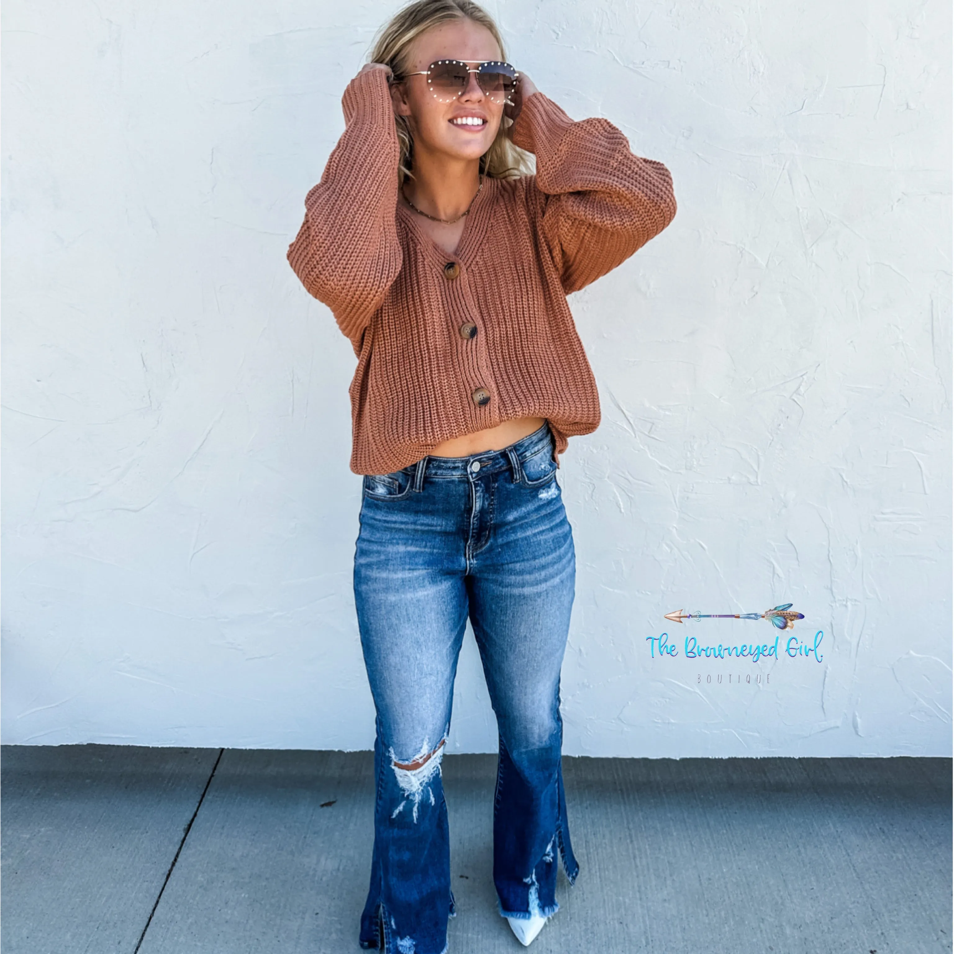 Blakeley Cooper V-neck BoyFriend Sweater Cardigan