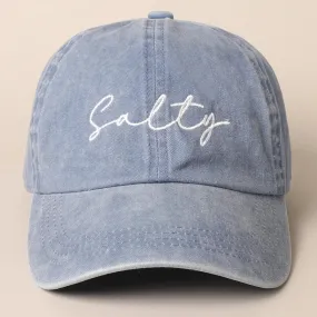 Blue Denim Salty Embroidered Baseball Cap