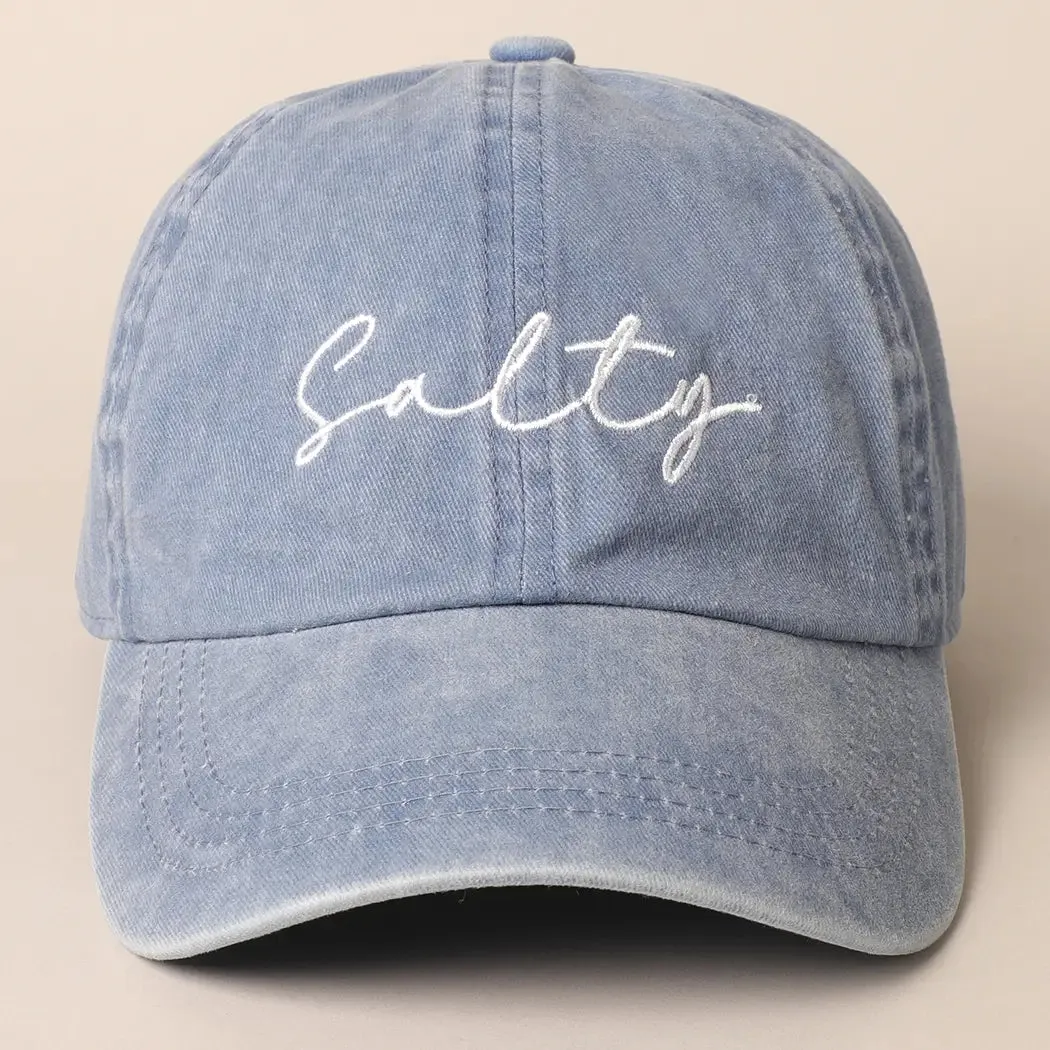 Blue Denim Salty Embroidered Baseball Cap