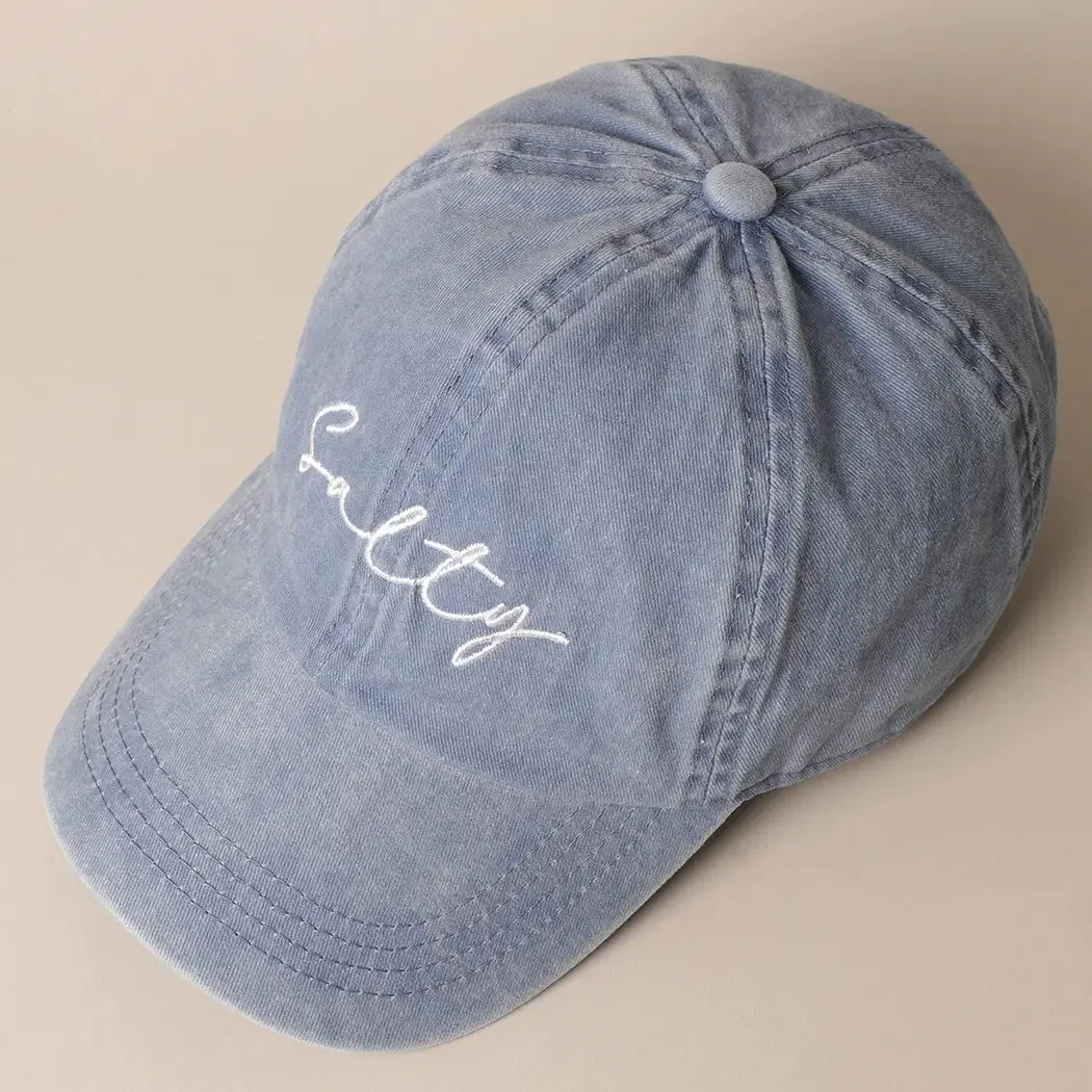 Blue Denim Salty Embroidered Baseball Cap