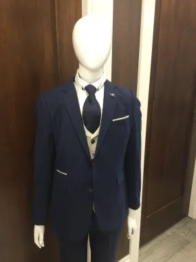 Boys Benetti Paris Navy 3 Piece Suit