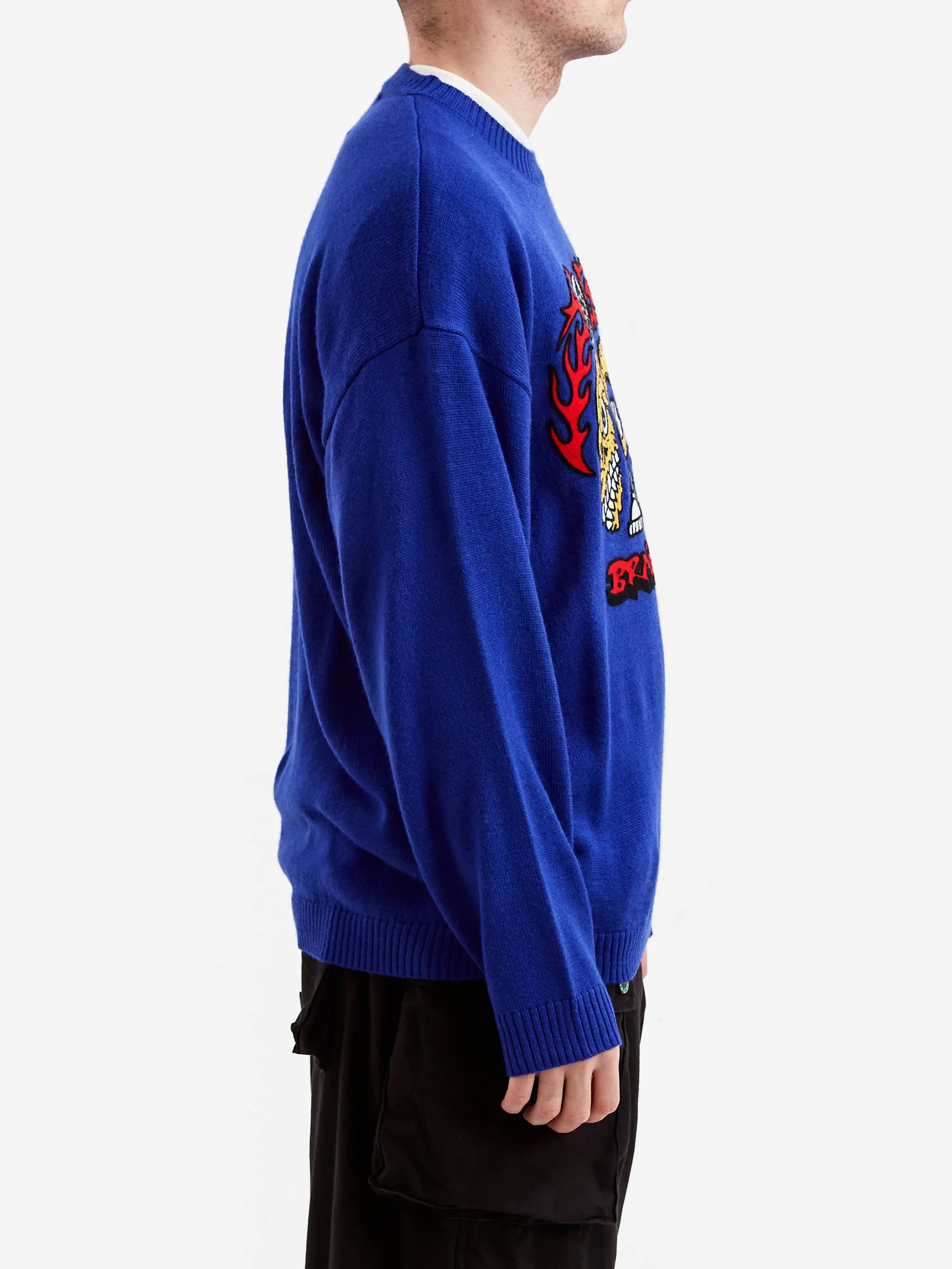 Brain Dead Vilesore Faces Sweater - Navy