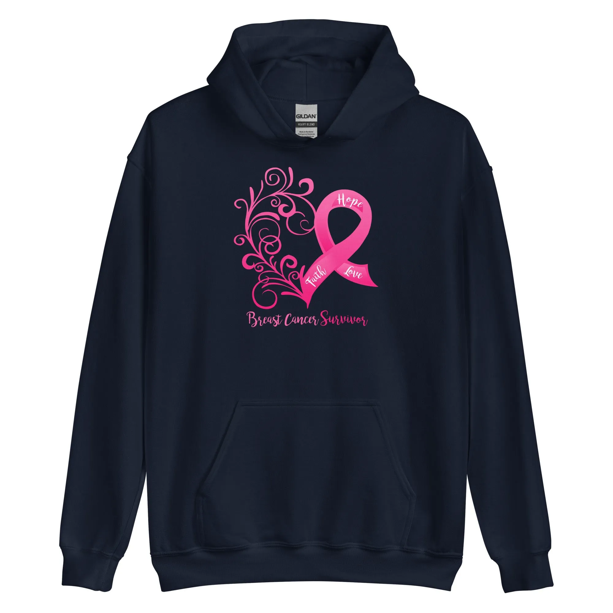 Breast Cancer "Survivor" Heart Hoodie (Several Colors Available)