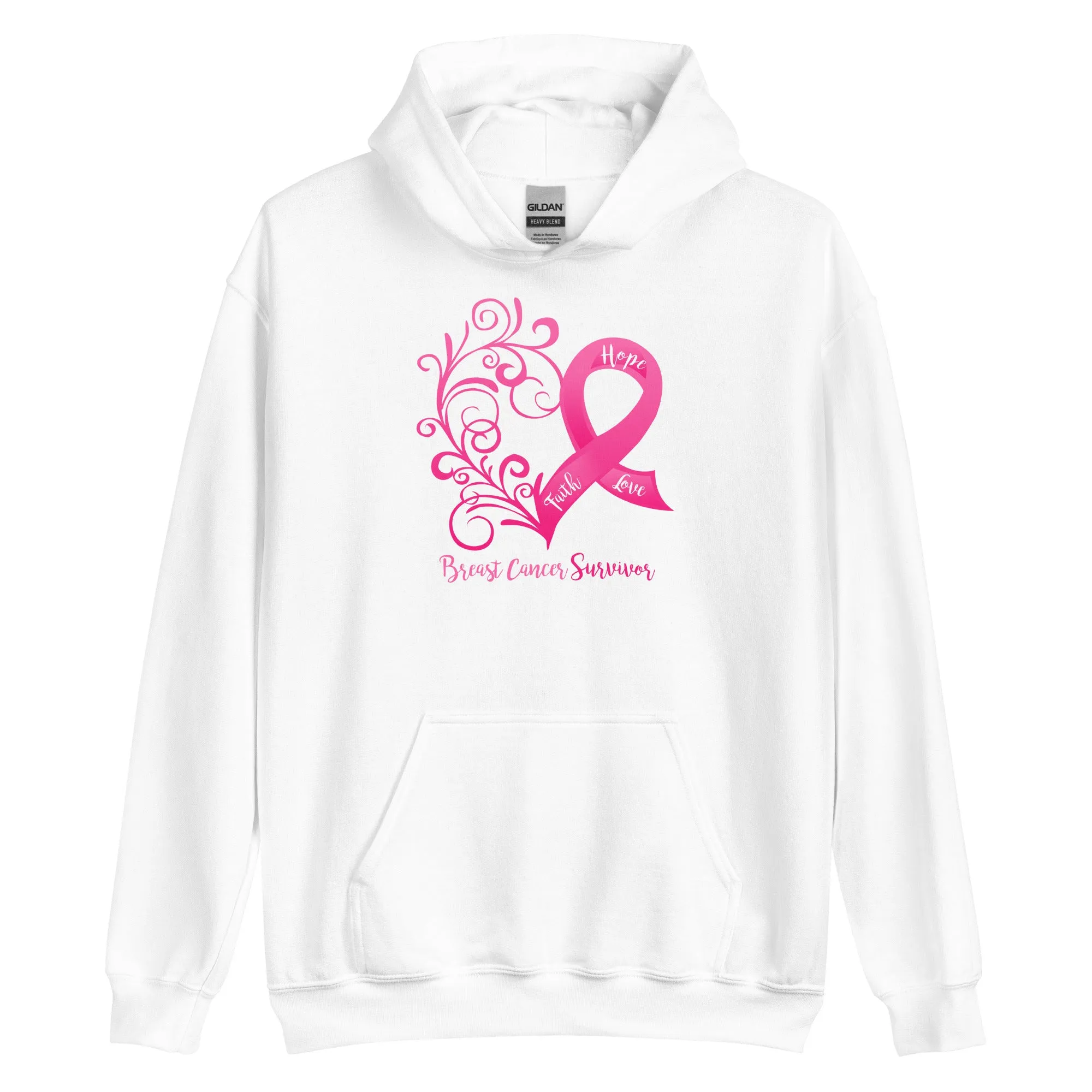 Breast Cancer "Survivor" Heart Hoodie (Several Colors Available)