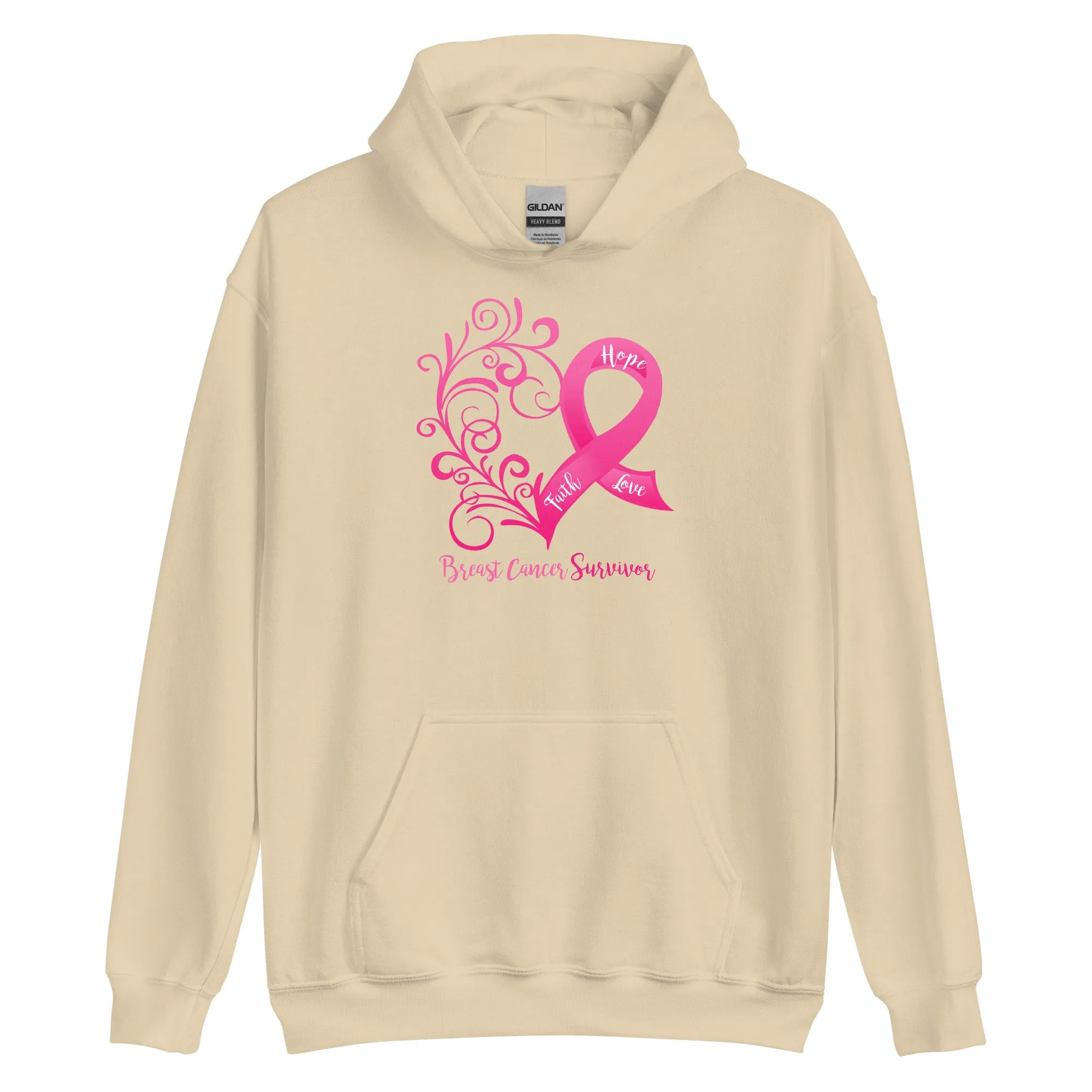 Breast Cancer "Survivor" Heart Hoodie (Several Colors Available)