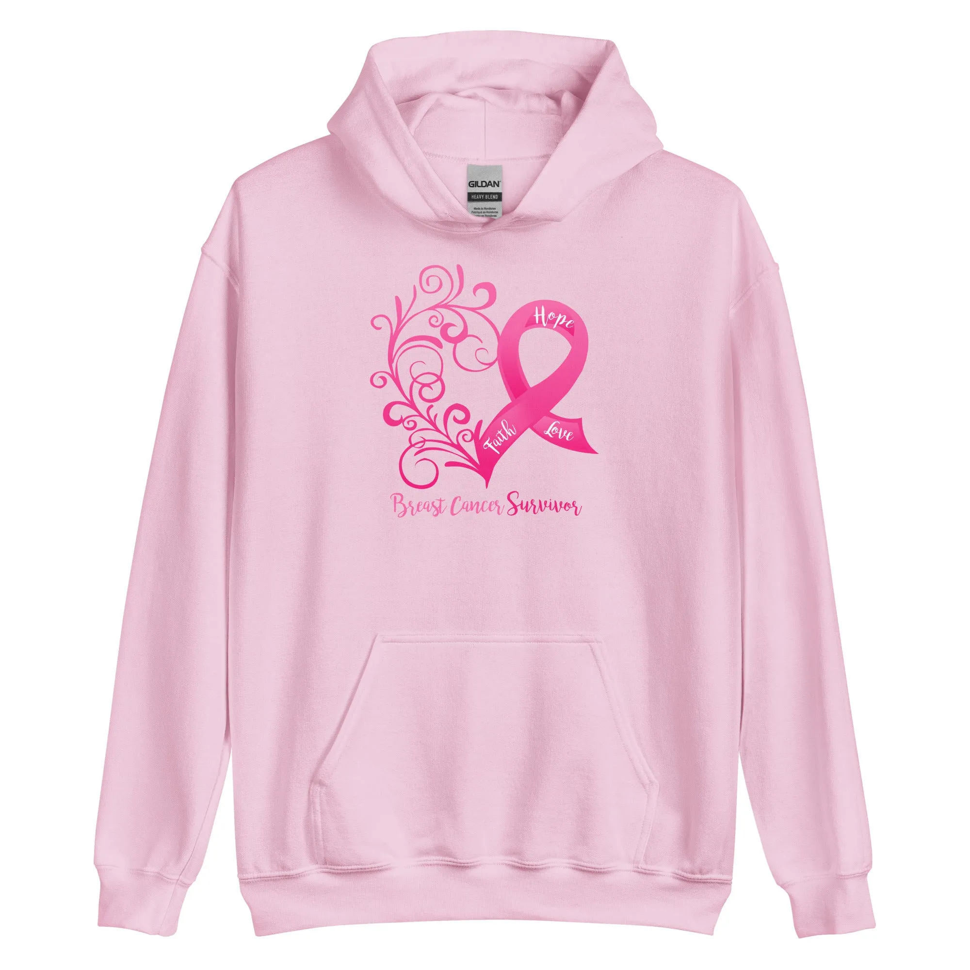 Breast Cancer "Survivor" Heart Hoodie (Several Colors Available)