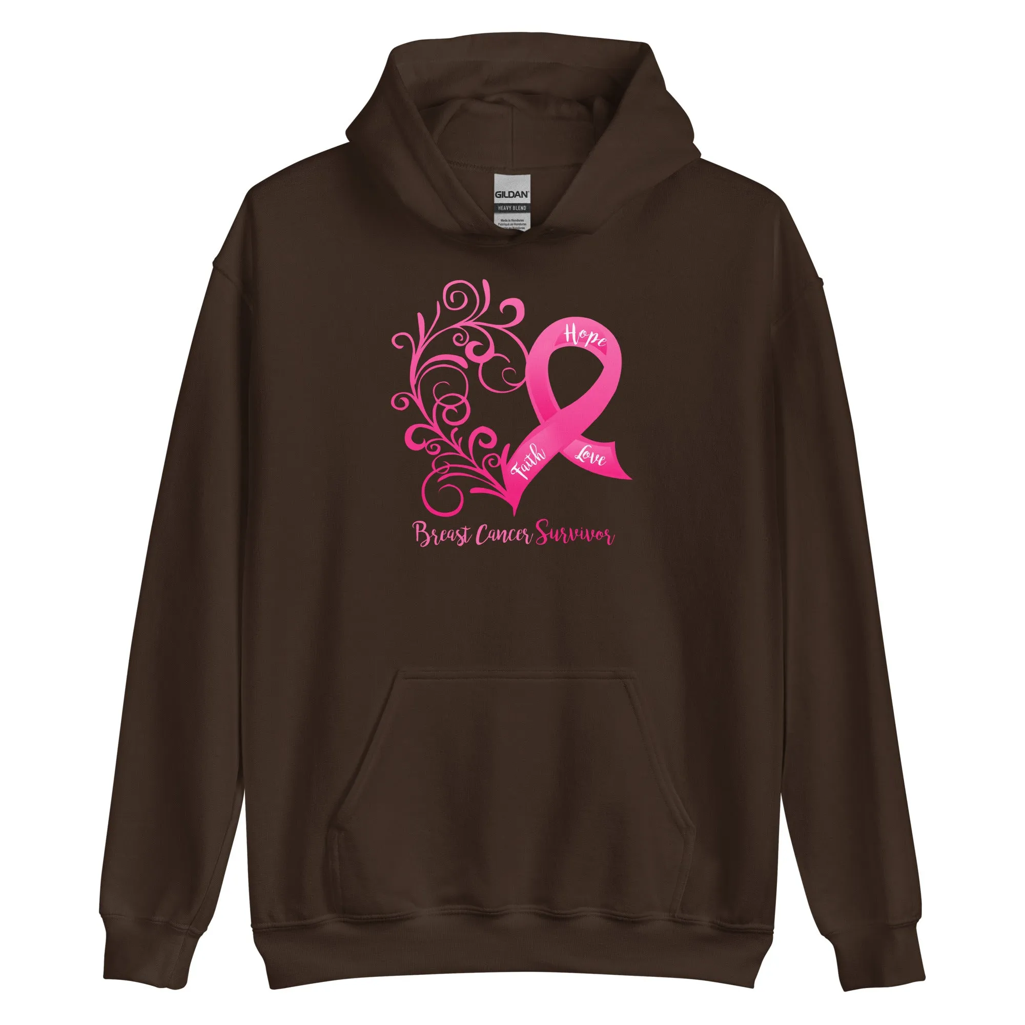 Breast Cancer "Survivor" Heart Hoodie (Several Colors Available)