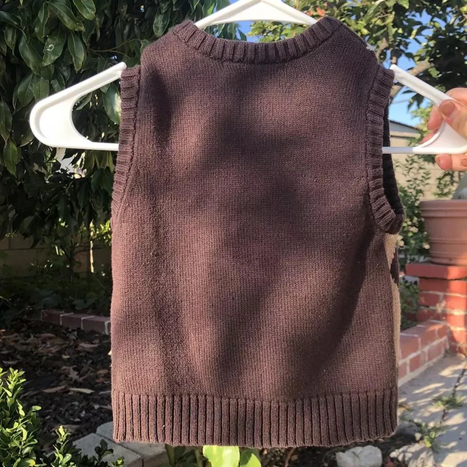 Brown Argyle Vest Sweater