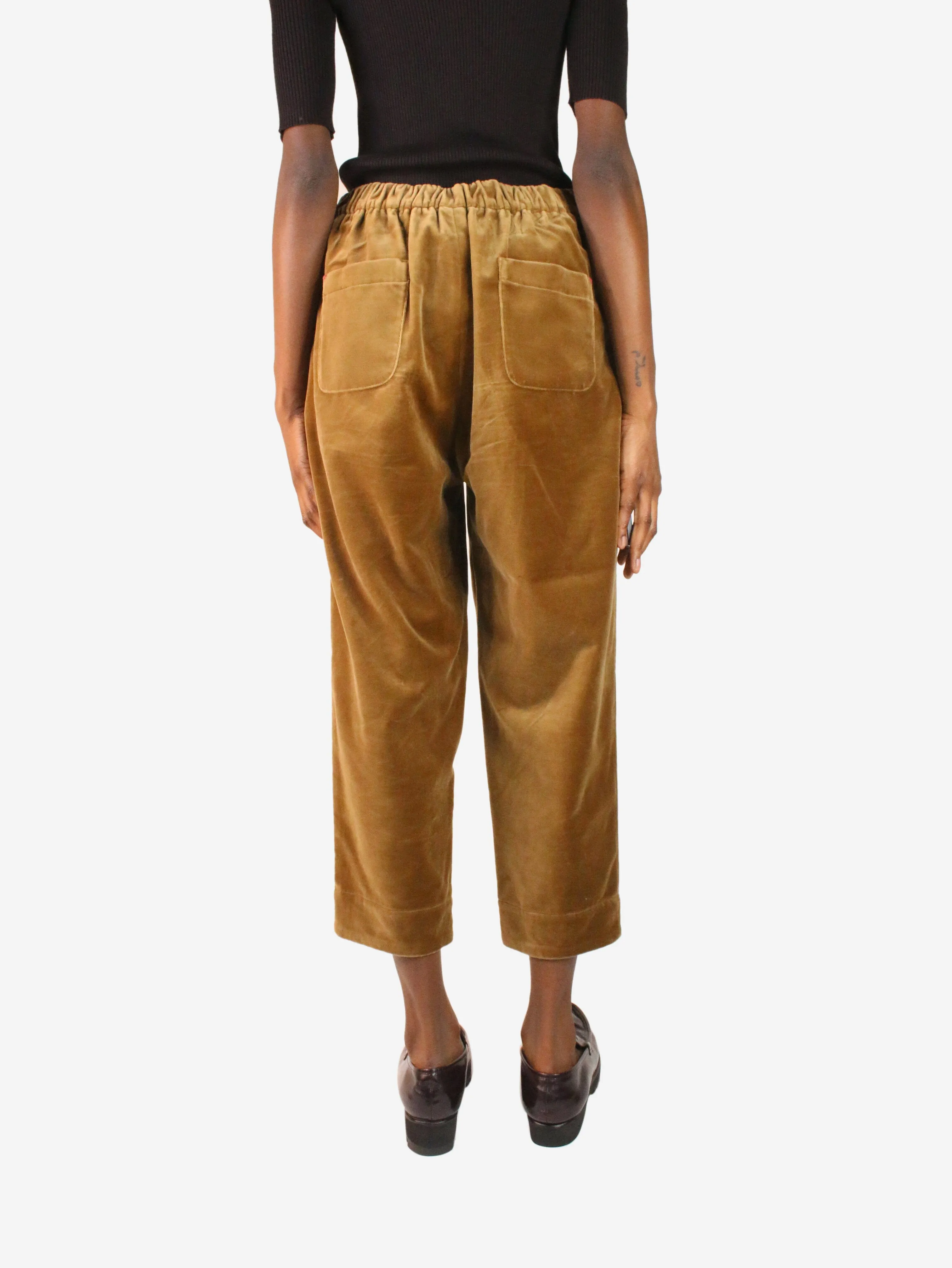 Brown velvet straight-leg trousers - size FR 36