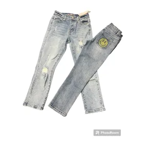 button fly denim jean w/smile