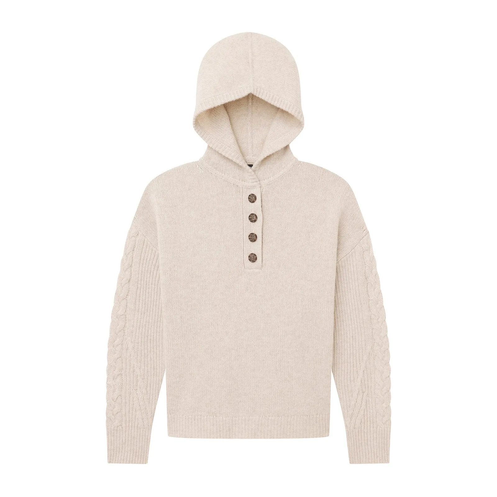 Cable Knit Sleeve Henley Hoodie