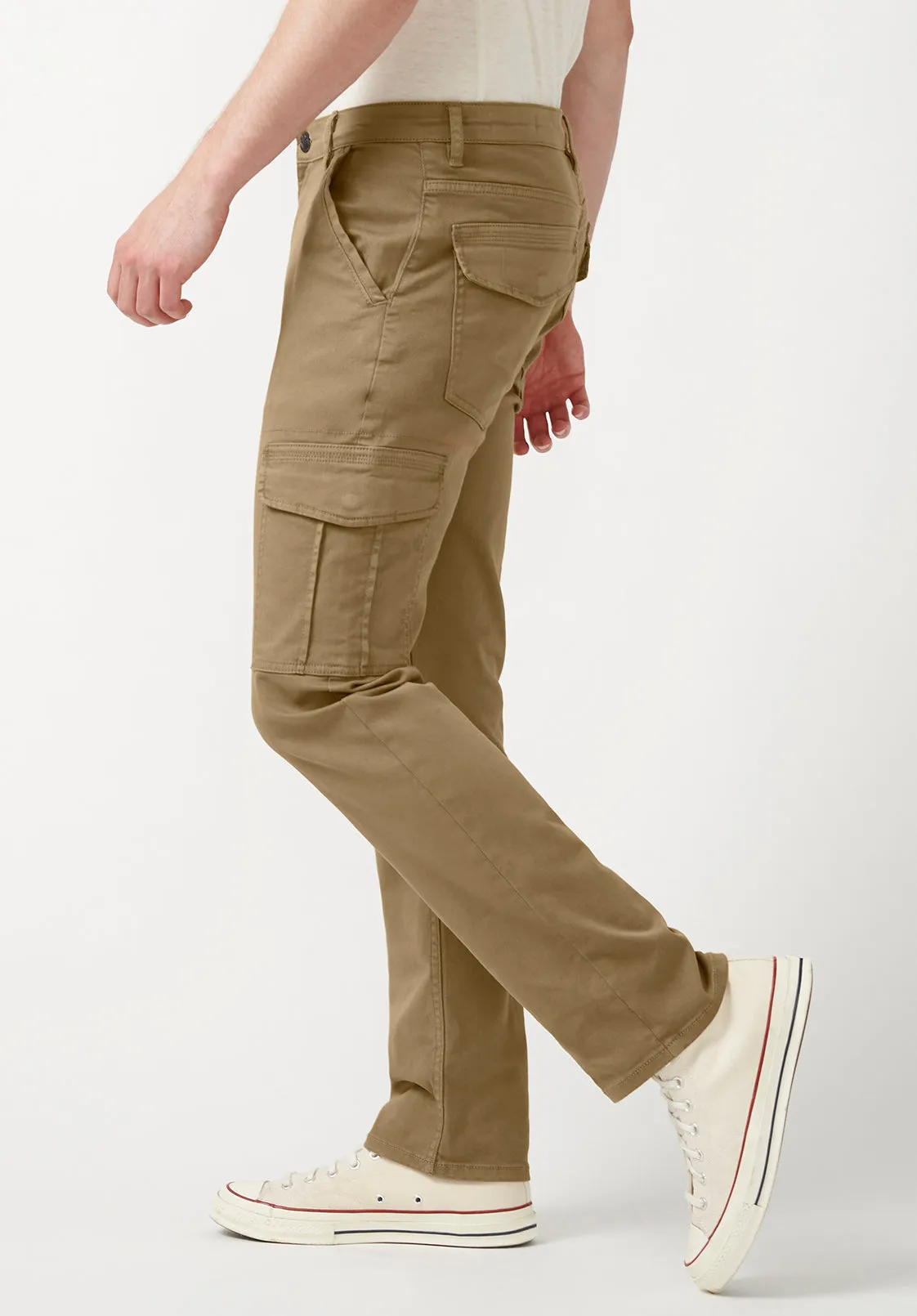 Cargo Joe Men's Straight Leg Pants in Dark Beige - BM22929