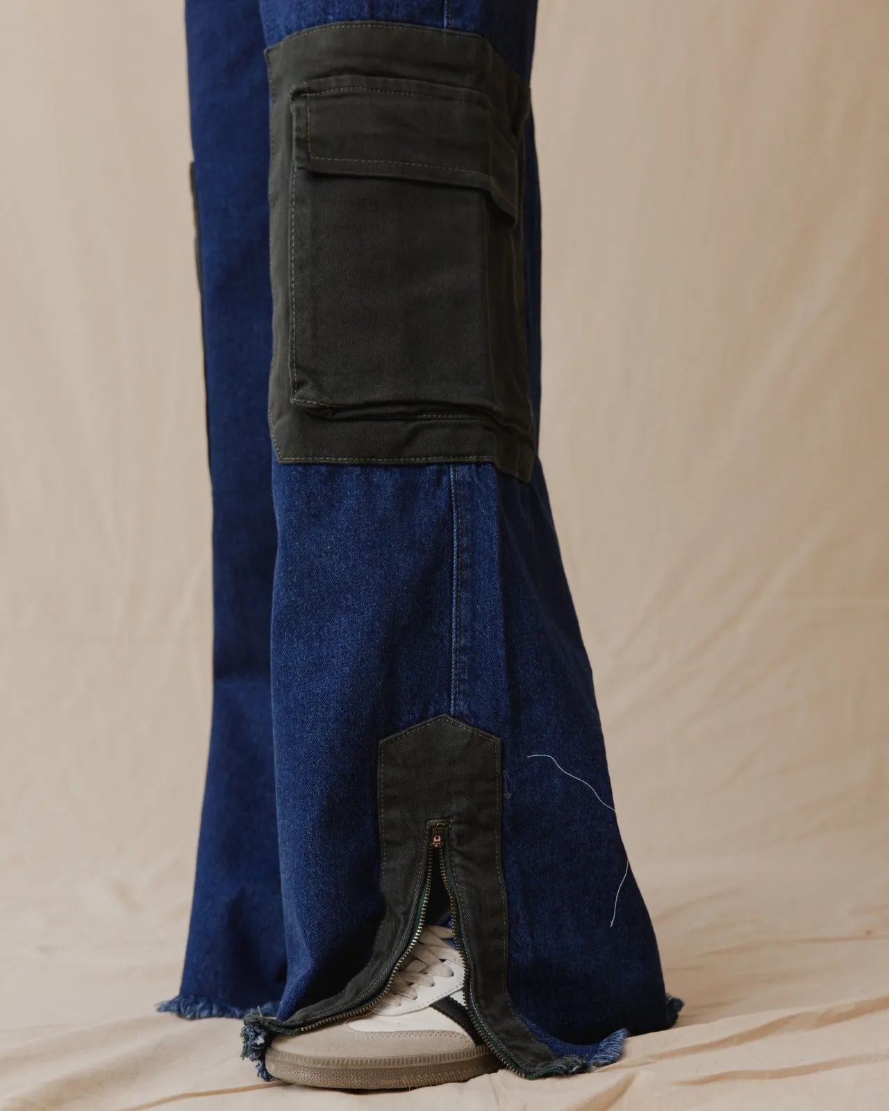 Cargo Pockets Denim Pants